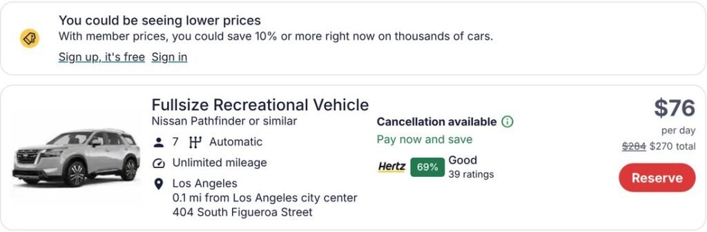 Hotwire deal check, step 2: Price before and after