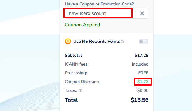 NameSilo checkout test, step 1: Real cart, real checkout